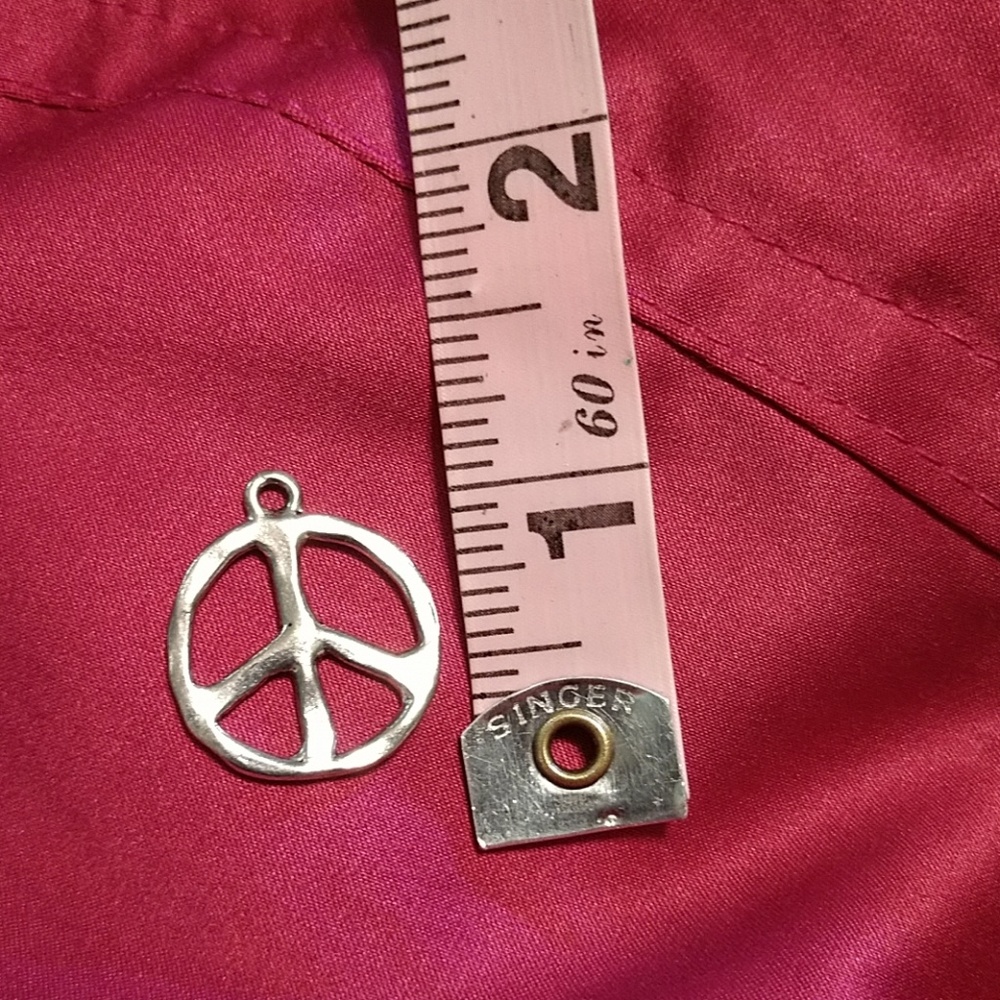 NEW Peace Sign Pewter Peace Sign Charm 1" - Picture 3 of 4